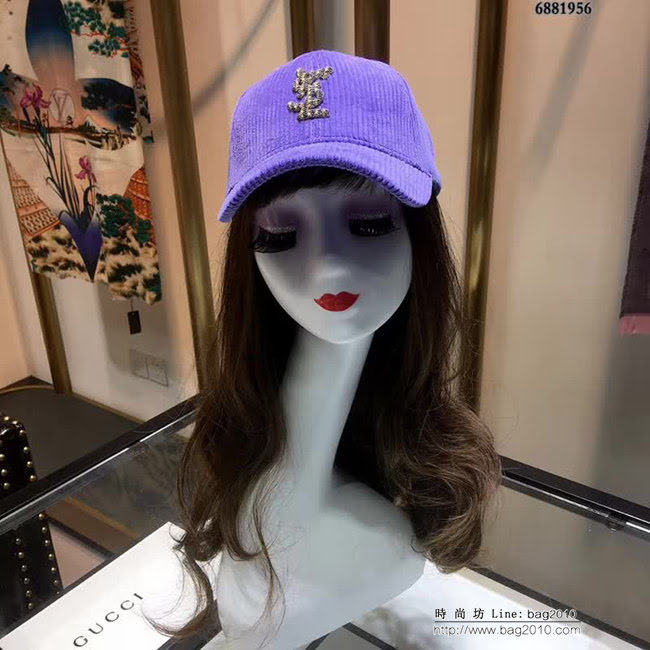 YSL聖羅蘭 跑量款 2018秋冬新款棒球帽 燈芯絨鴨舌帽 6881956 LLWJ6769